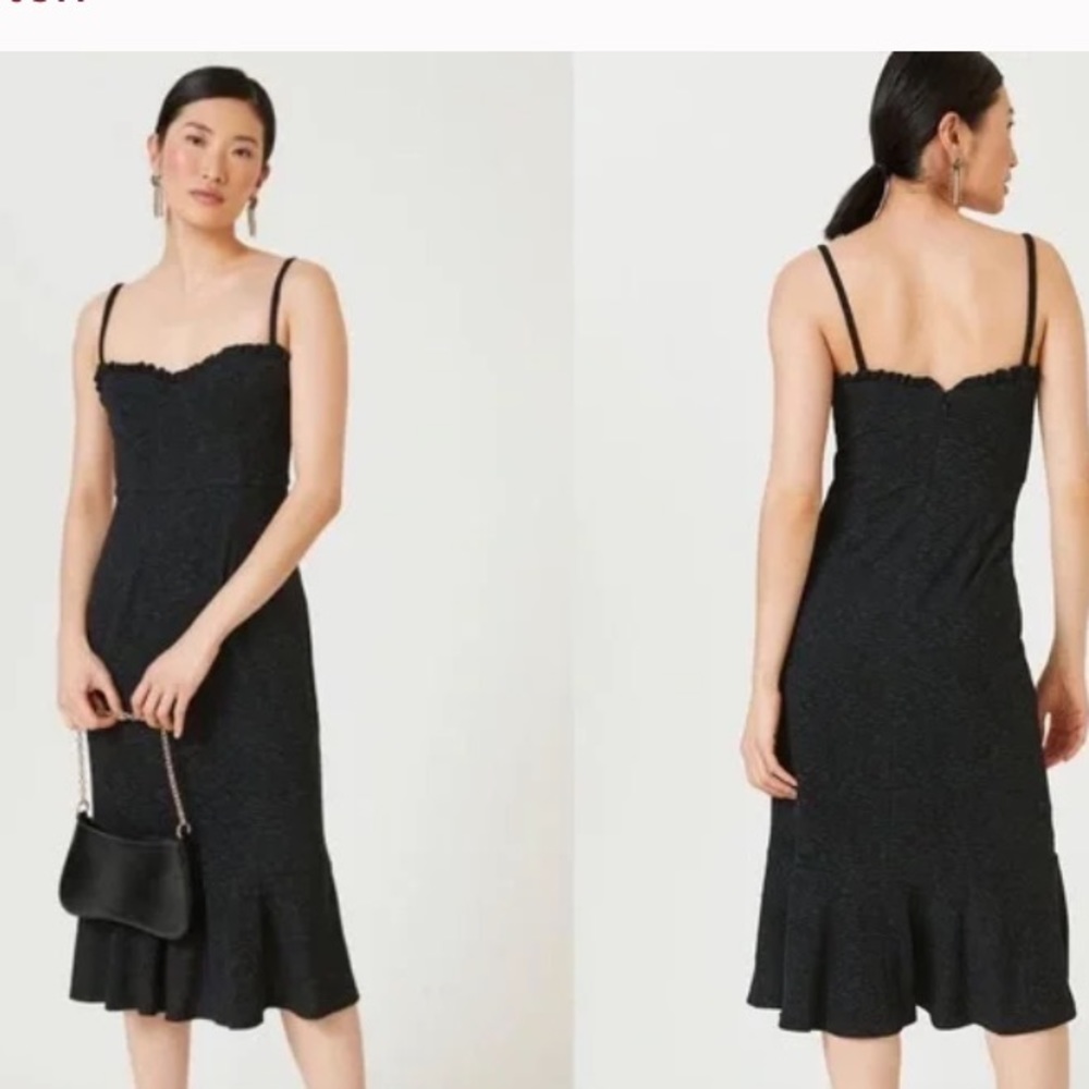 Hutch Anthropologie Selene Textured Ruffle Bustier Midi Cocktail Dress S